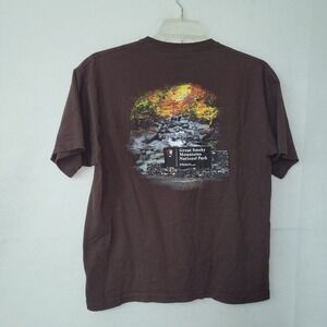 Great Smoky Mountains National Park T Shirt Mens Large Brown‎ Bayside USA Made